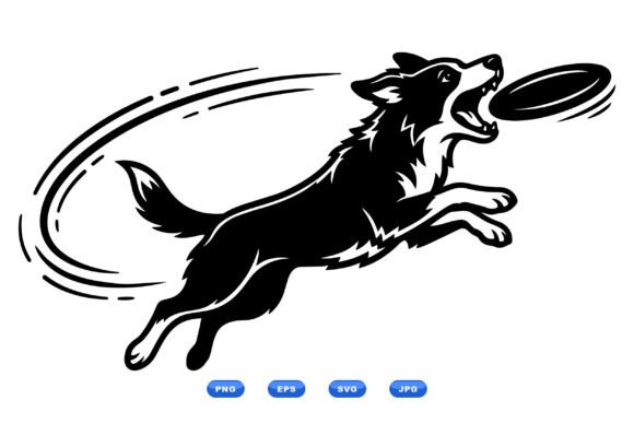 Frisbee Dog SVG Clipart Pack: Dynamic Energy for Your Designs