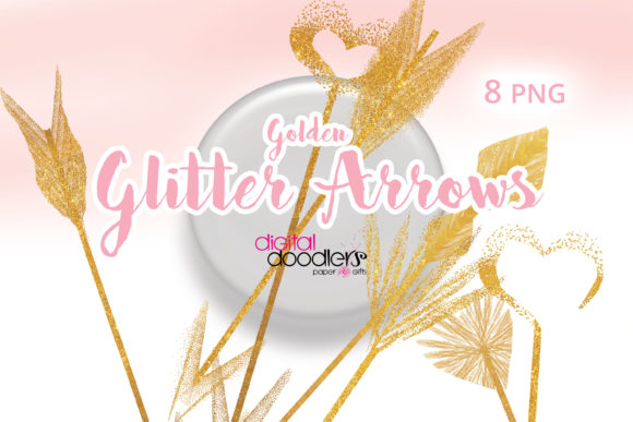 Golden Glitter Arrow Clipart: A Sparkling Design Asset