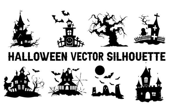 Gothic Halloween Silhouettes Vector Set: Your Ultimate Spooky Design Toolkit