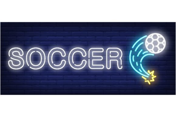 Soccer Neon Sign: Ball in Motion on Brick