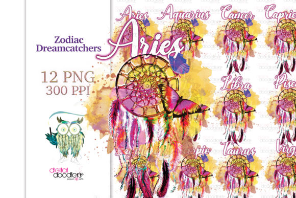Watercolor Zodiac Dreamcatchers: Vibrant Art for Your Projects